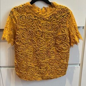 Elegant Yellow Lace Women Top